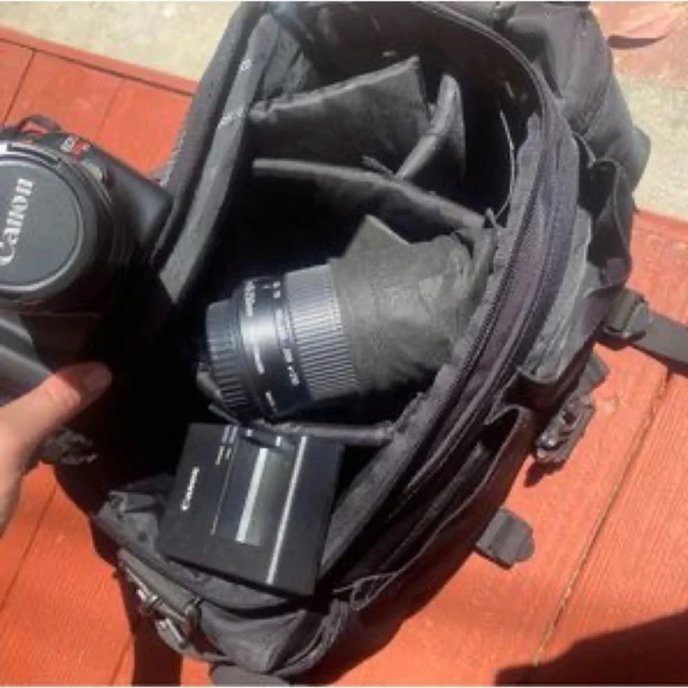 Canon Rebel EOS T3 Camera, Rebel Gadget Bag, Battery Charger, extra 55-25mm lens